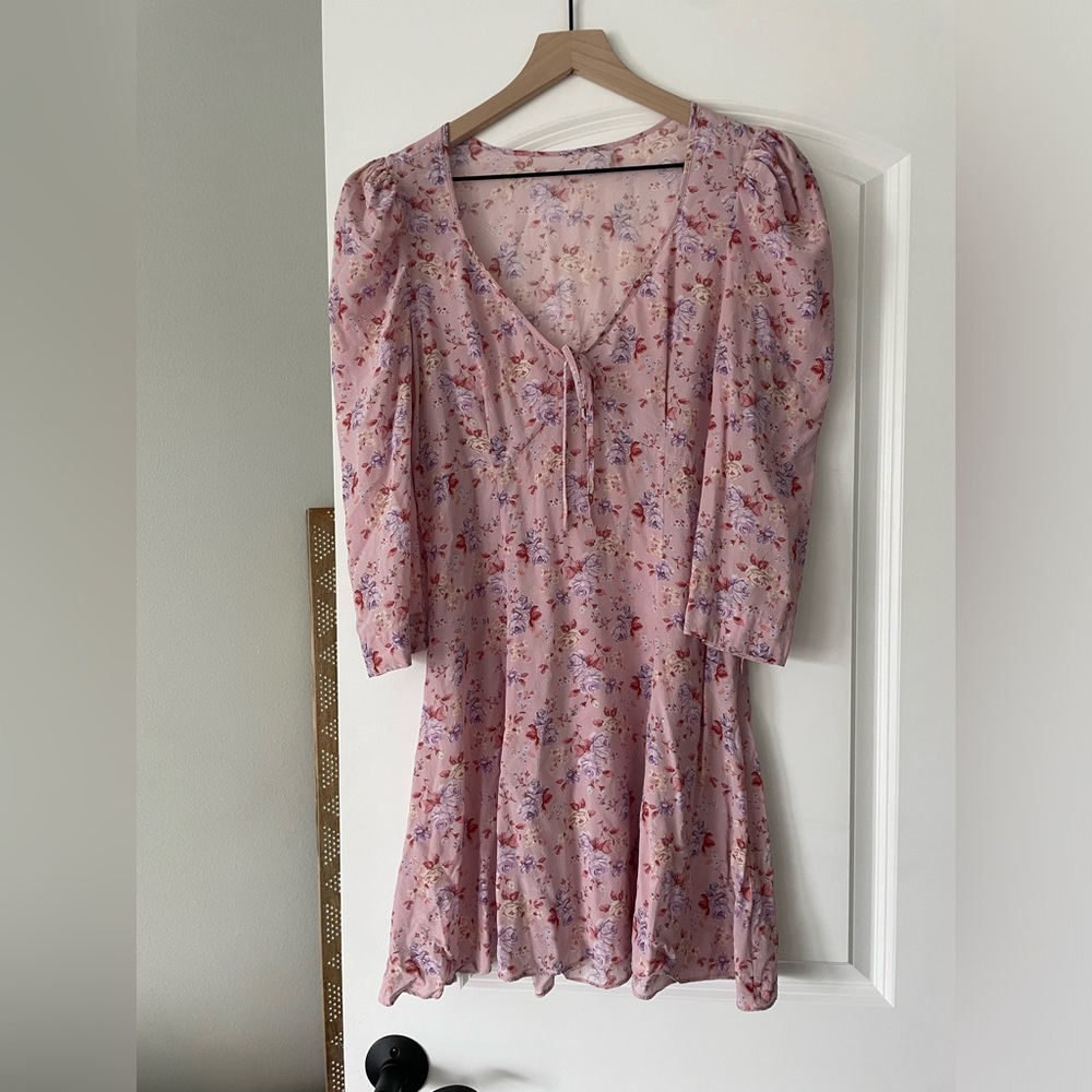 LoveShackFancy Juree Mini Dress 100% Silk Mini Dress In Pink Dust Storm Size 6